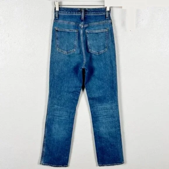 AGOLDE Pinch Waist High Rise Straight Jeans Size 24 Distressed Denim - Picture 3 of 5
